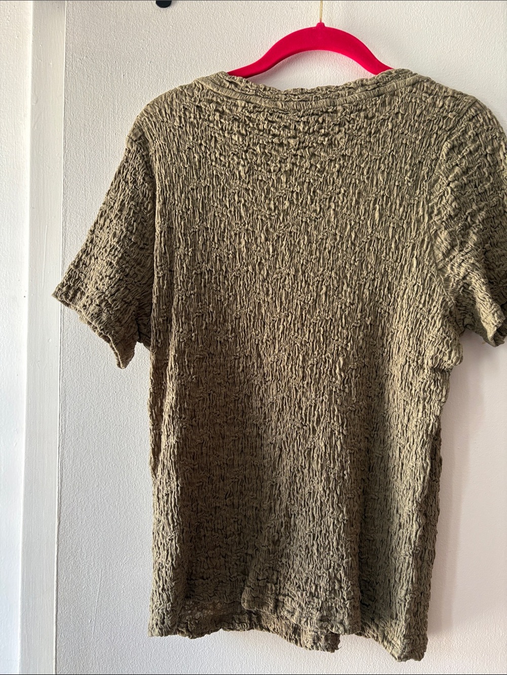 DKNY Olive Green Textured Short Sleeve Top - Picture 6 of 6